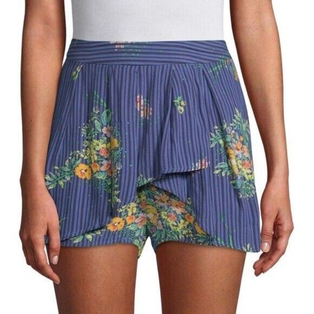 Free People Floral Stripe Lasting Lagoon Flowy Shorts Size Medium New